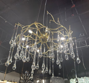 Lucio Teardrop Branch Brass Round Chandelier