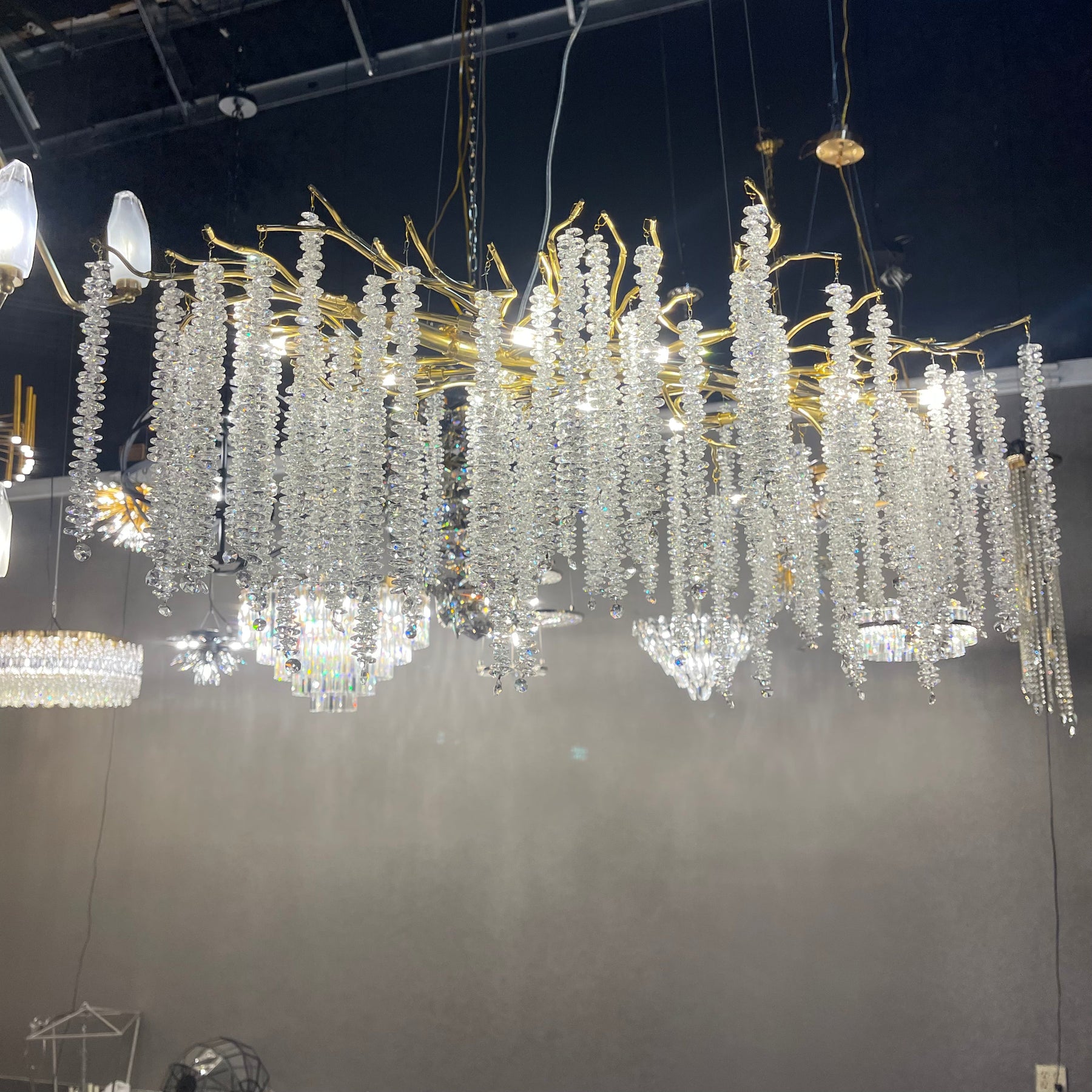 Kathryn Crystal Rainfall Linear Branch Chandelier