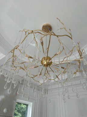 Lucio Teardrop Branch Brass Round Chandelier