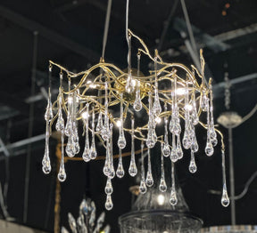 Lucio Teardrop Branch Brass Round Chandelier