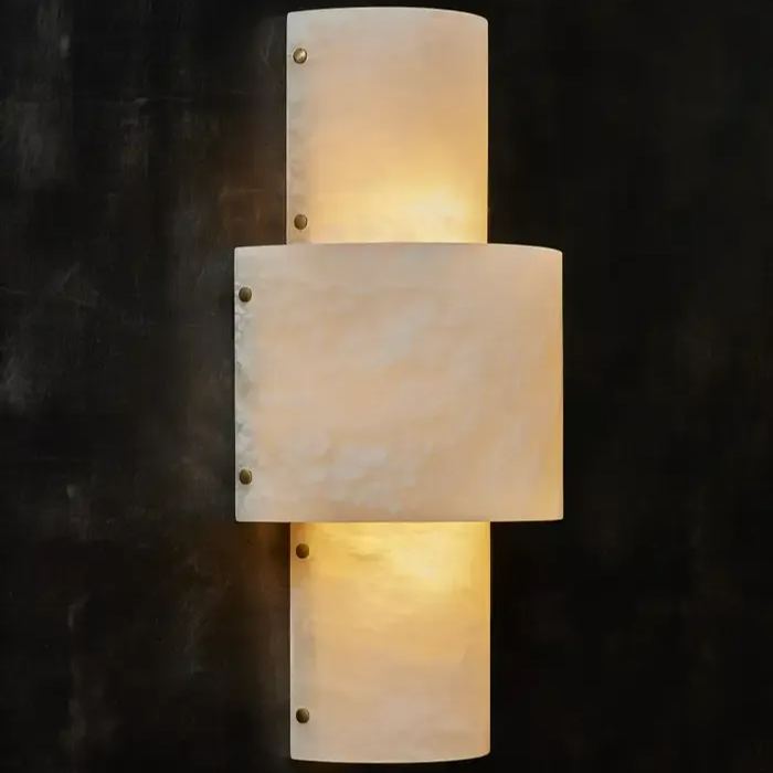 Half Cylinder Alabaster Wall Sconces