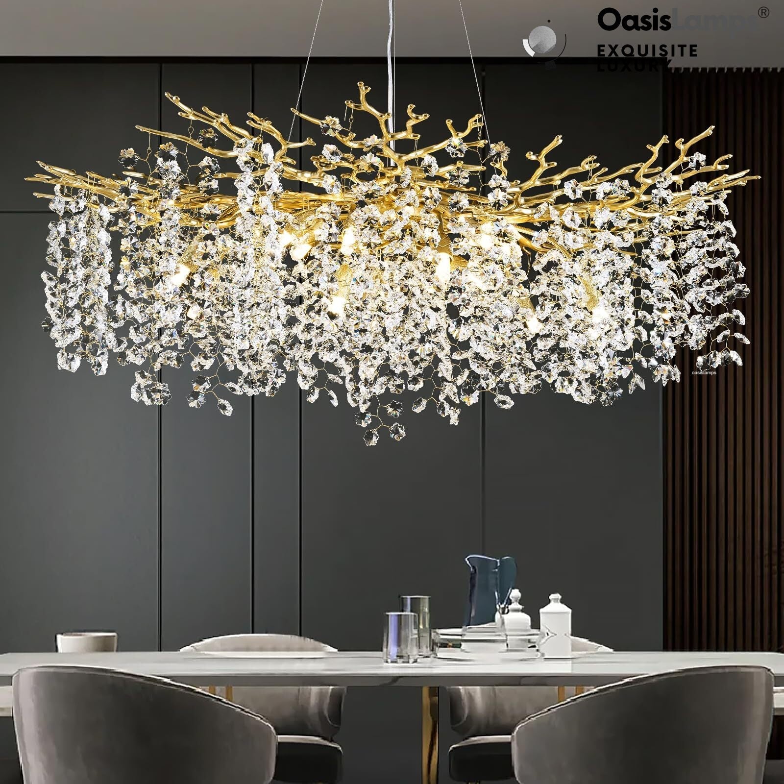 Lustre Branches Crystal Round Chandelier for All Rooms 30" 40"#Color_Brass,Size_D-40inch