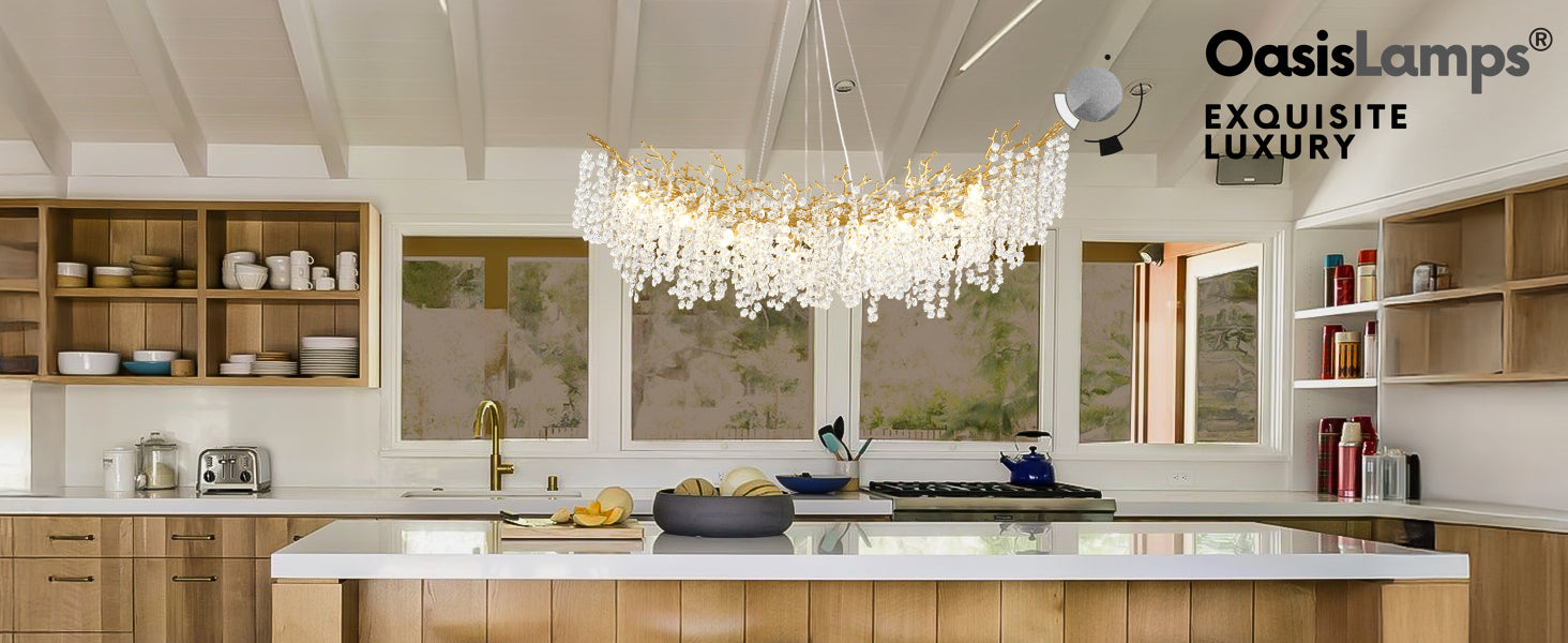 Lustre Branches Crystal Rectangular Chandelier 55"L#Color_brass