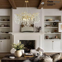 Lustre Branches Crystal Round Chandelier for All Rooms 30" 40"#Color_Brass,Size_D-30inch