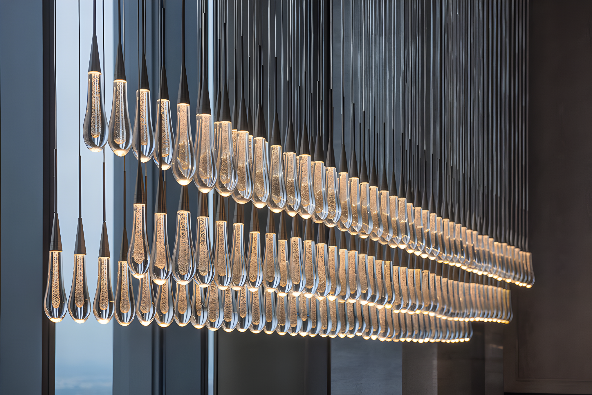 Elara Solitaires Linear Crystal Chandelier 37'' 50'' 70'' 87" 120"W#color_bronze,size_120"-120lights