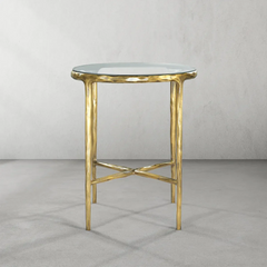 Thaddeus Glass Round Side Table 18" 22"