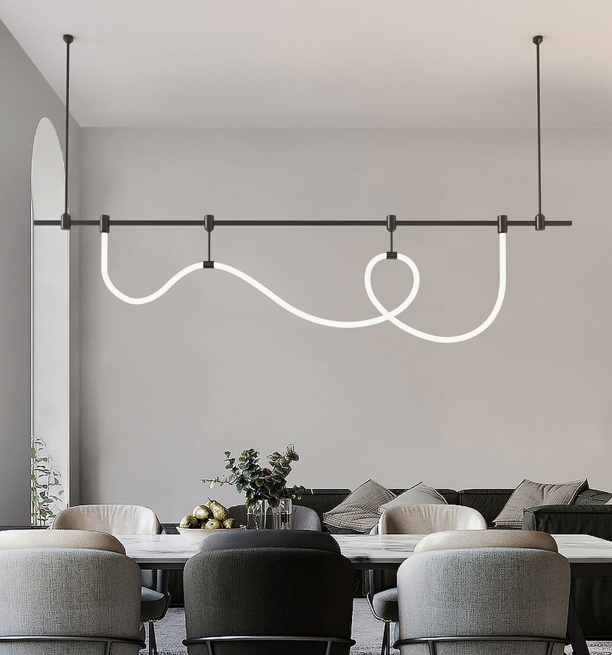Dining Room/Living RoomLinear Soft Lamp Tube Chandelier