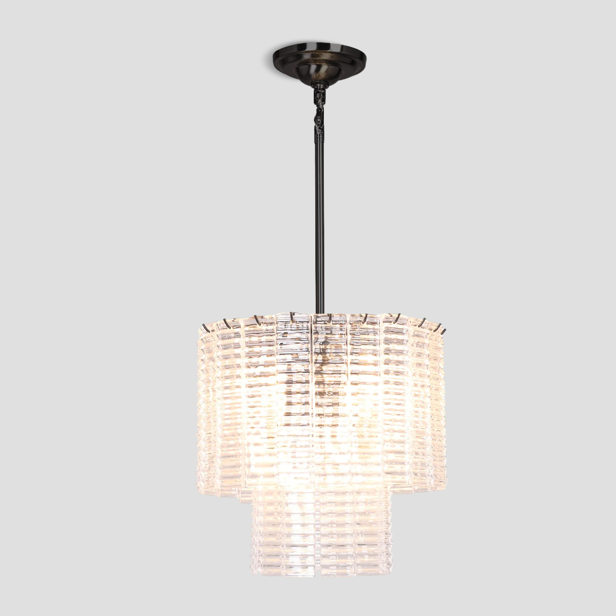 Cuirass Round Ribbed Glass Tile Chandelier Collection