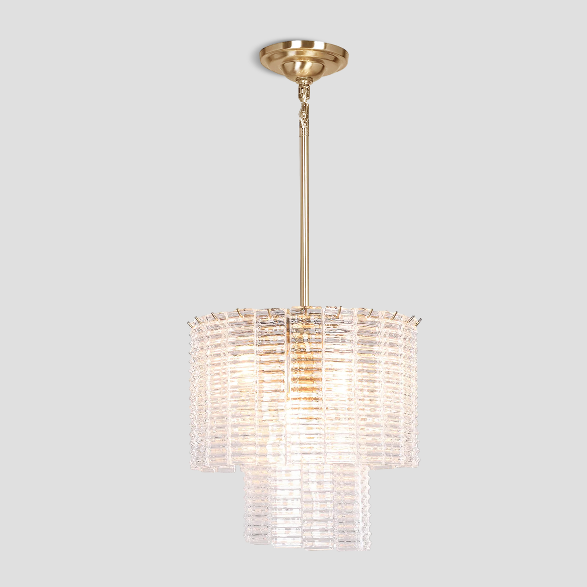 Cuirass Round Ribbed Glass Tile Chandelier Collection