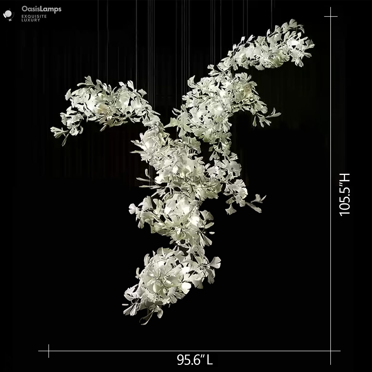 Ceramic Ginkgo Luxury Vertical Bloomfall Chandelier 59" 78" 105" 118" 137" 153"H#size_105"