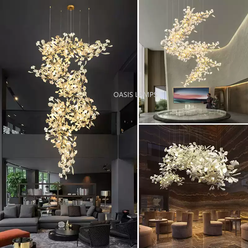 Ceramic Ginkgo Luxury Vertical Bloomfall Chandelier 59" 78" 105" 118" 137" 153"H