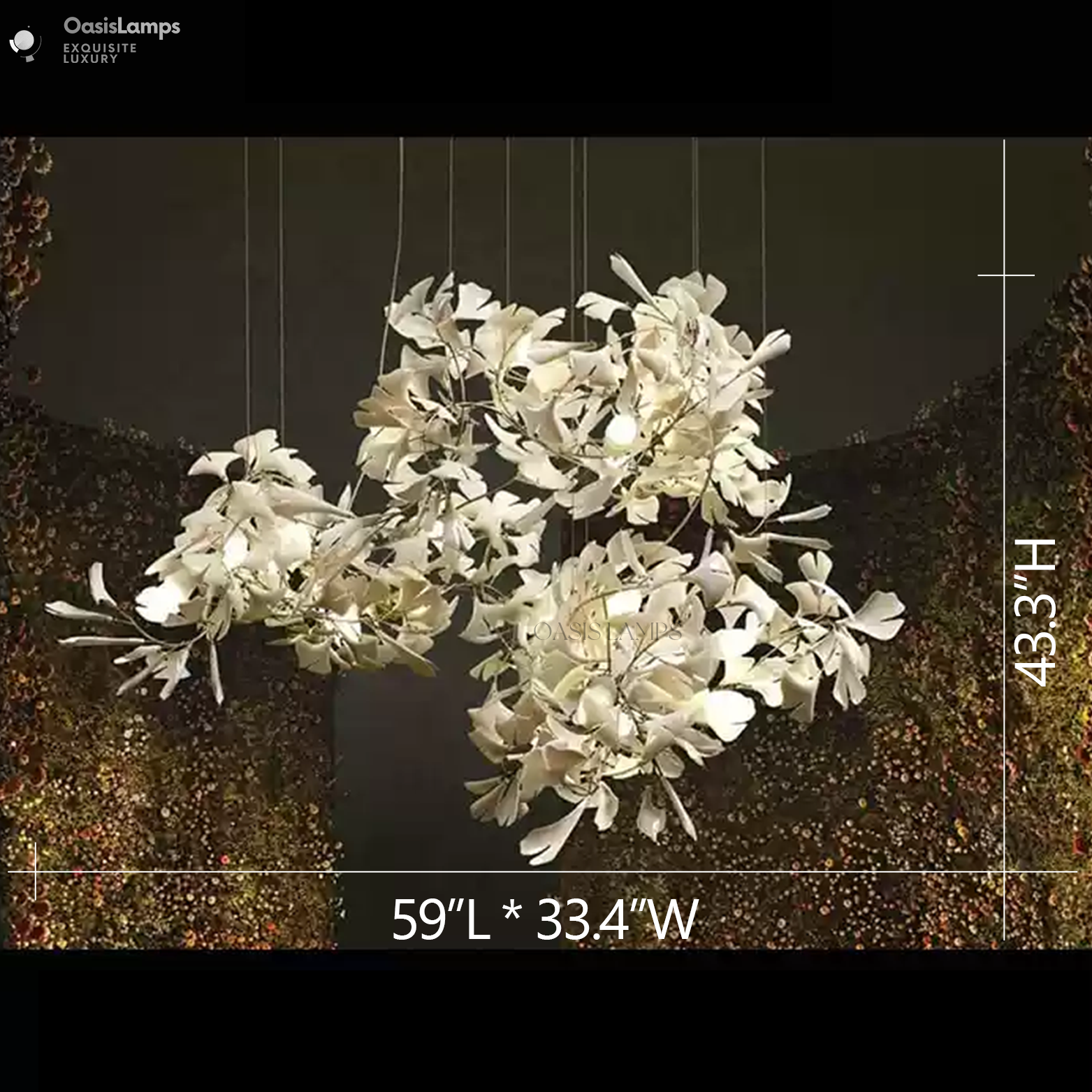 Ceramic Ginkgo Luxury Bloomwave Length Chandelier L59" L108" L118" L130"#size_L59" * W33.4" * H43"