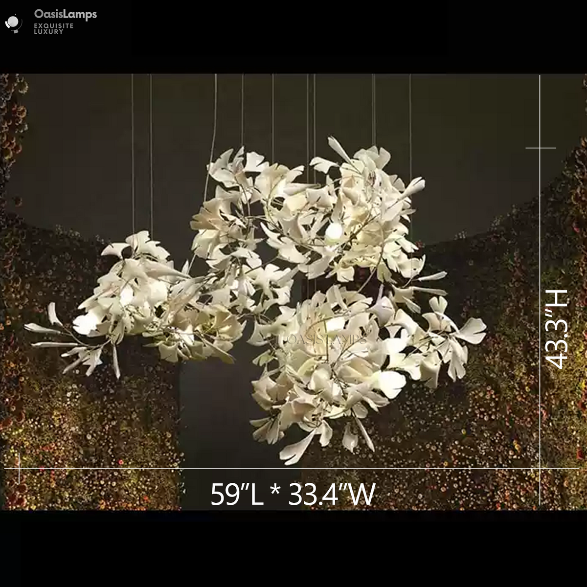 Ceramic Ginkgo Luxury Bloomwave Length Chandelier L59" L108" L118" L130"#size_L59" * W33.4" * H43"