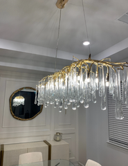 Teardrop Branch Chandelier Natural Engraved Brass Finish 49"