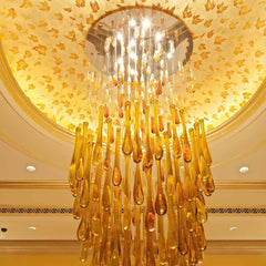 long amber murao glass drop chandelier