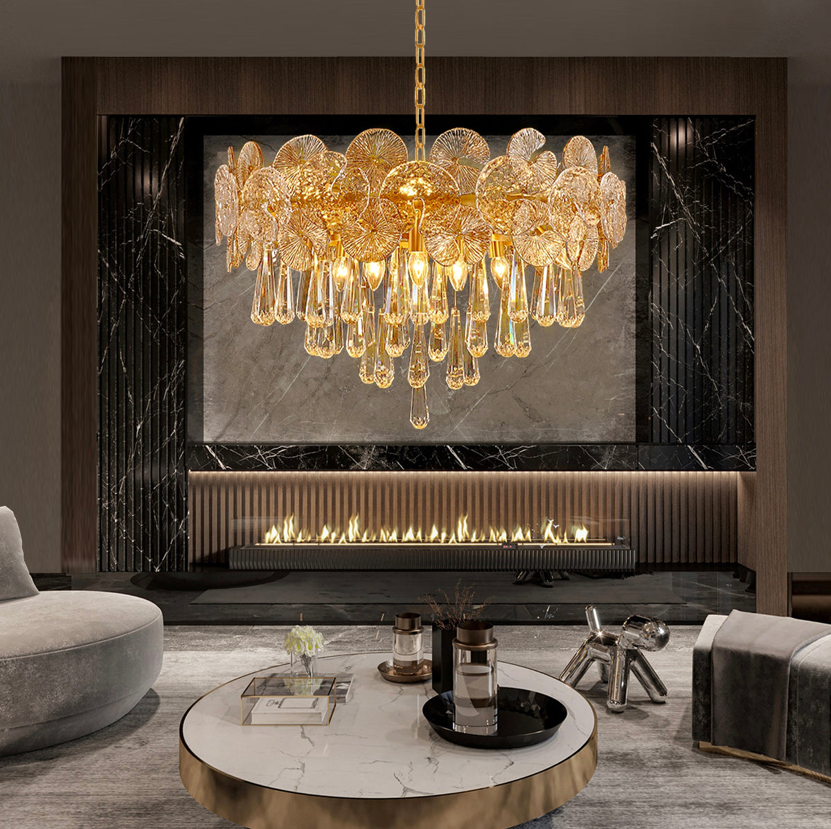 Modern Luxury Gold Glass Chandelier