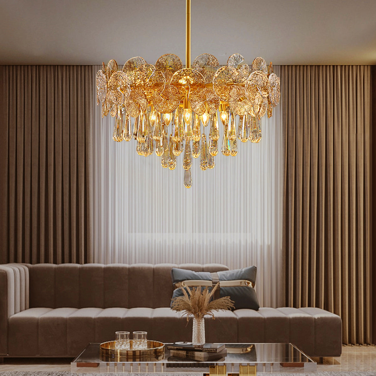 Modern Luxury Gold Glass Chandelier