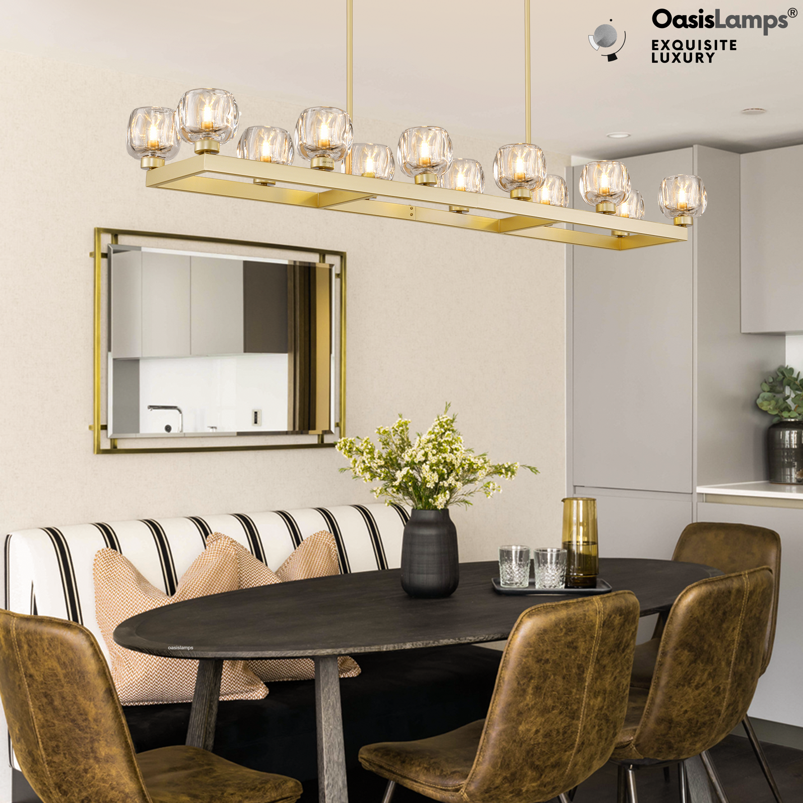 Vellum Rectangular Chandelier 59" 68"L#color_Brass,size_59"-Rectangular