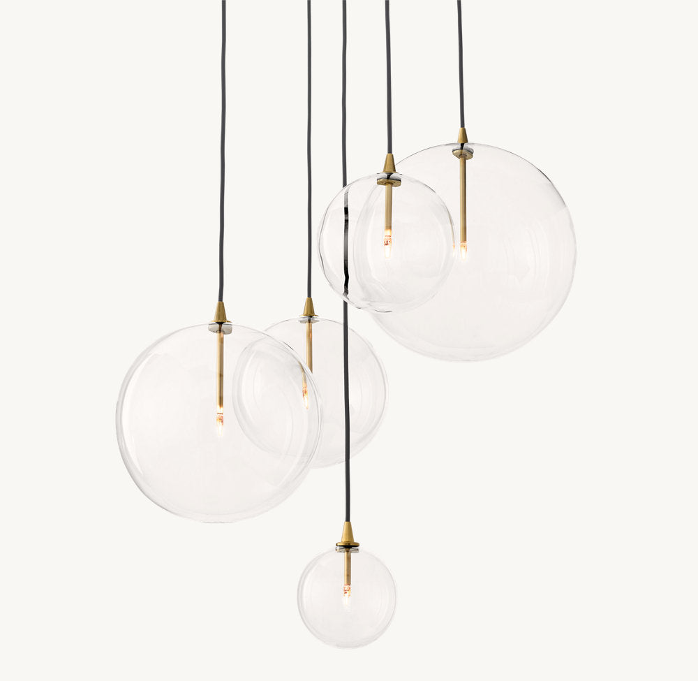 GLASS GLOBE MOBILE CLUSTER CHANDELIER 28"