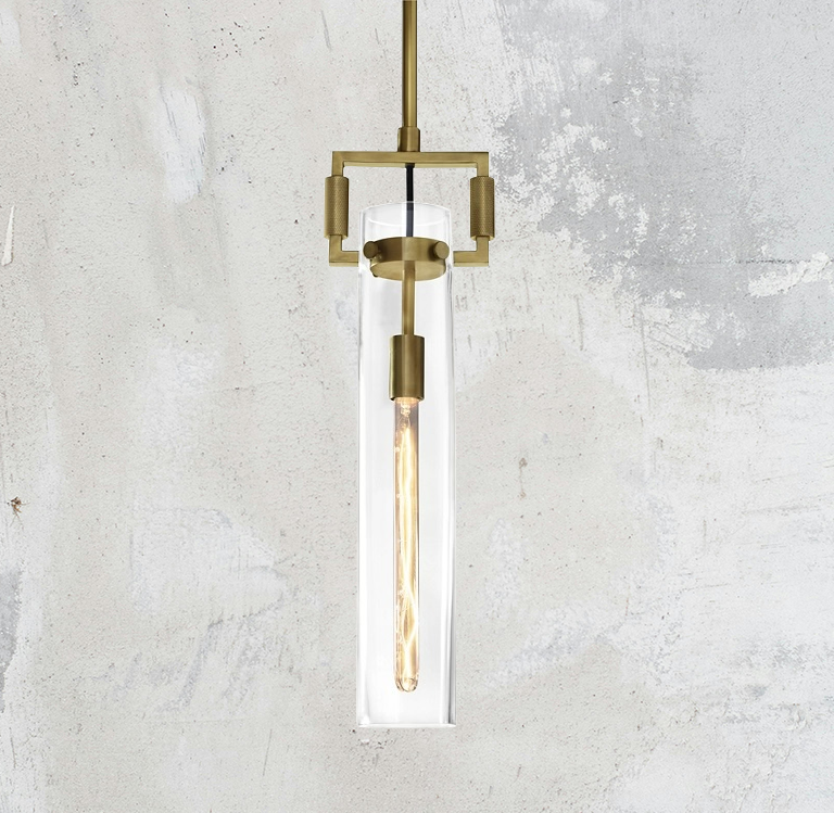 Machine Modern Machinist Glass Cylinder Pendant Light