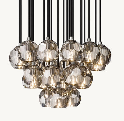 Belle Round Cluster Chandelier Clear / Smoky 14" 19" 24" 30" 40"