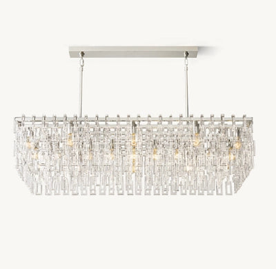 Marignac Crystal Chain Rectangular Chandelier 60" 19-Lights