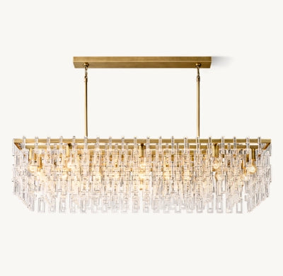 Marignac Crystal Chain Rectangular Chandelier 60" 19-Lights