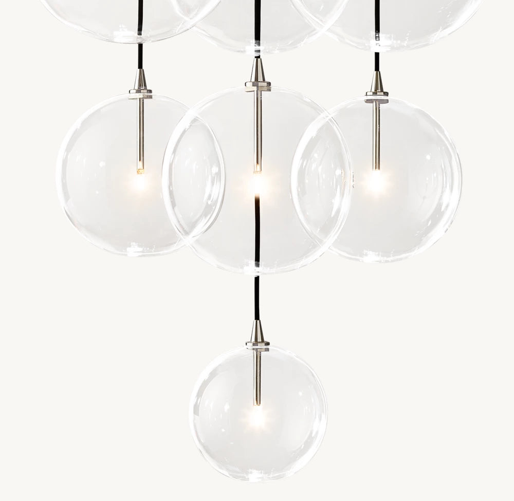 GLASS GLOBE MOBILE CLUSTER CHANDELIER 28"