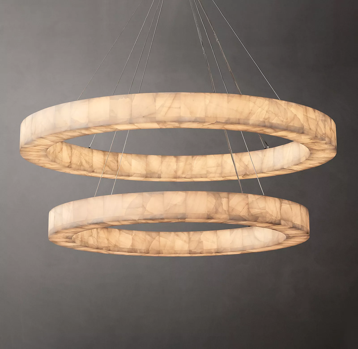 Handmade Calcite 2-Tier Rround Chandelier 60''