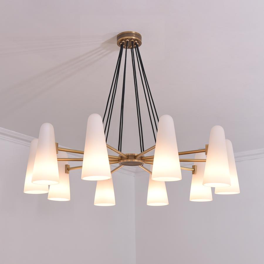 Gloria White Ceramics Round Chandelier 10 Lights