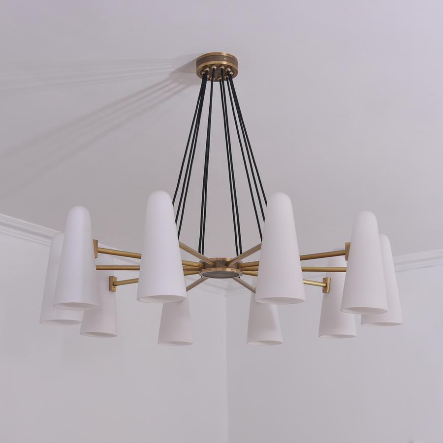 Gloria White Ceramics Round Chandelier 10 Lights