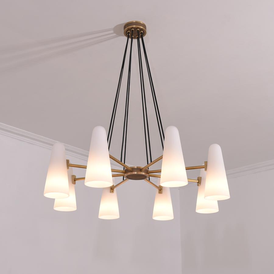 Gloria White Ceramics Round Chandelier 8 Lights