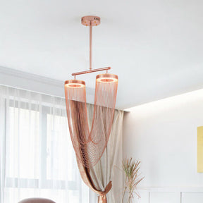 Red Chain Tassel Pendant Light 20″