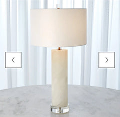 Alabaster Cylinder Table Lamp (Clear Buttom)