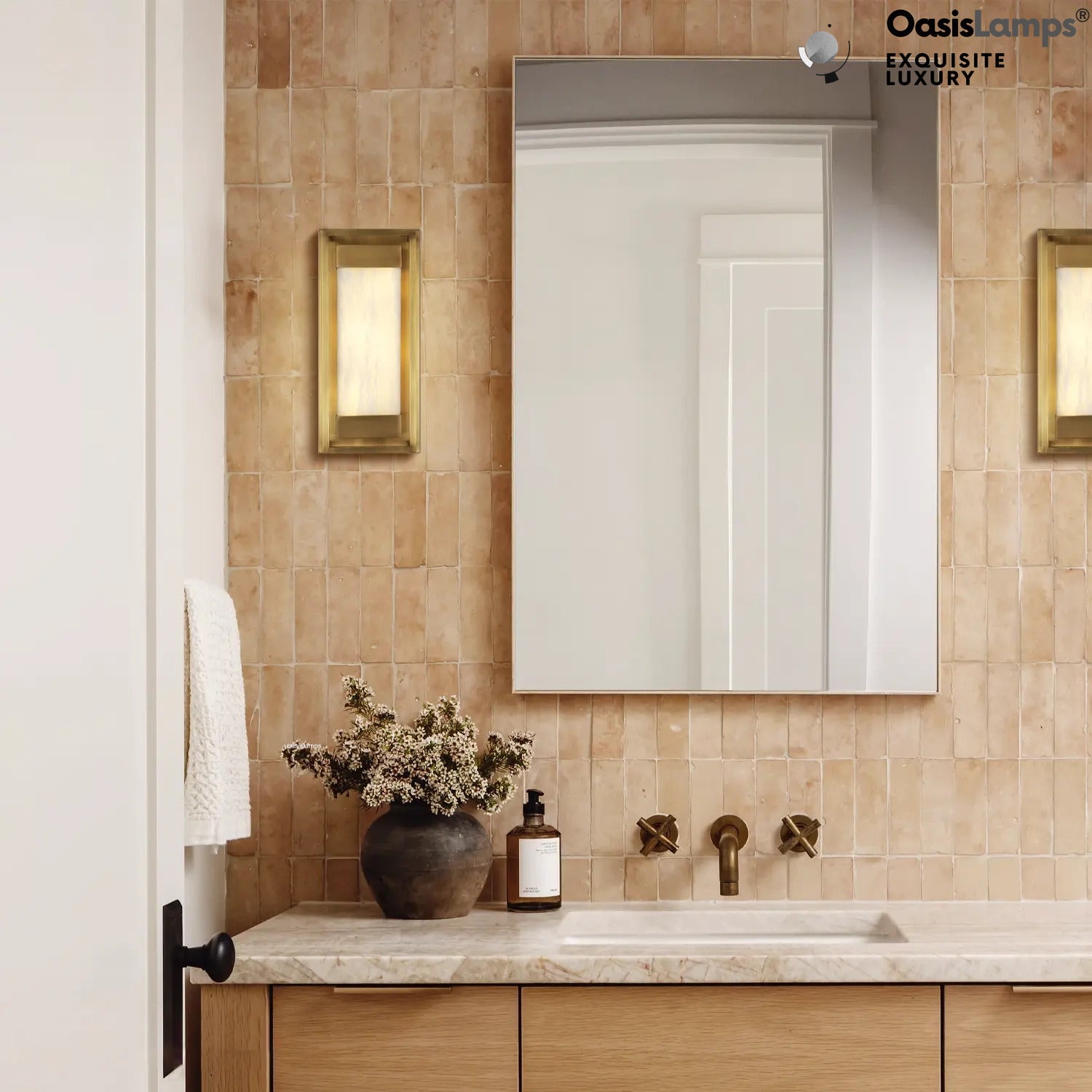 Bravura Alabaster Wall Sconce 15.7"H#color_brass