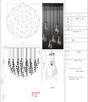 Customize-Raindrop Round Chandelier D 72"