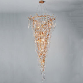 Marais Crystal Droplet Branch Staircase Chandelier