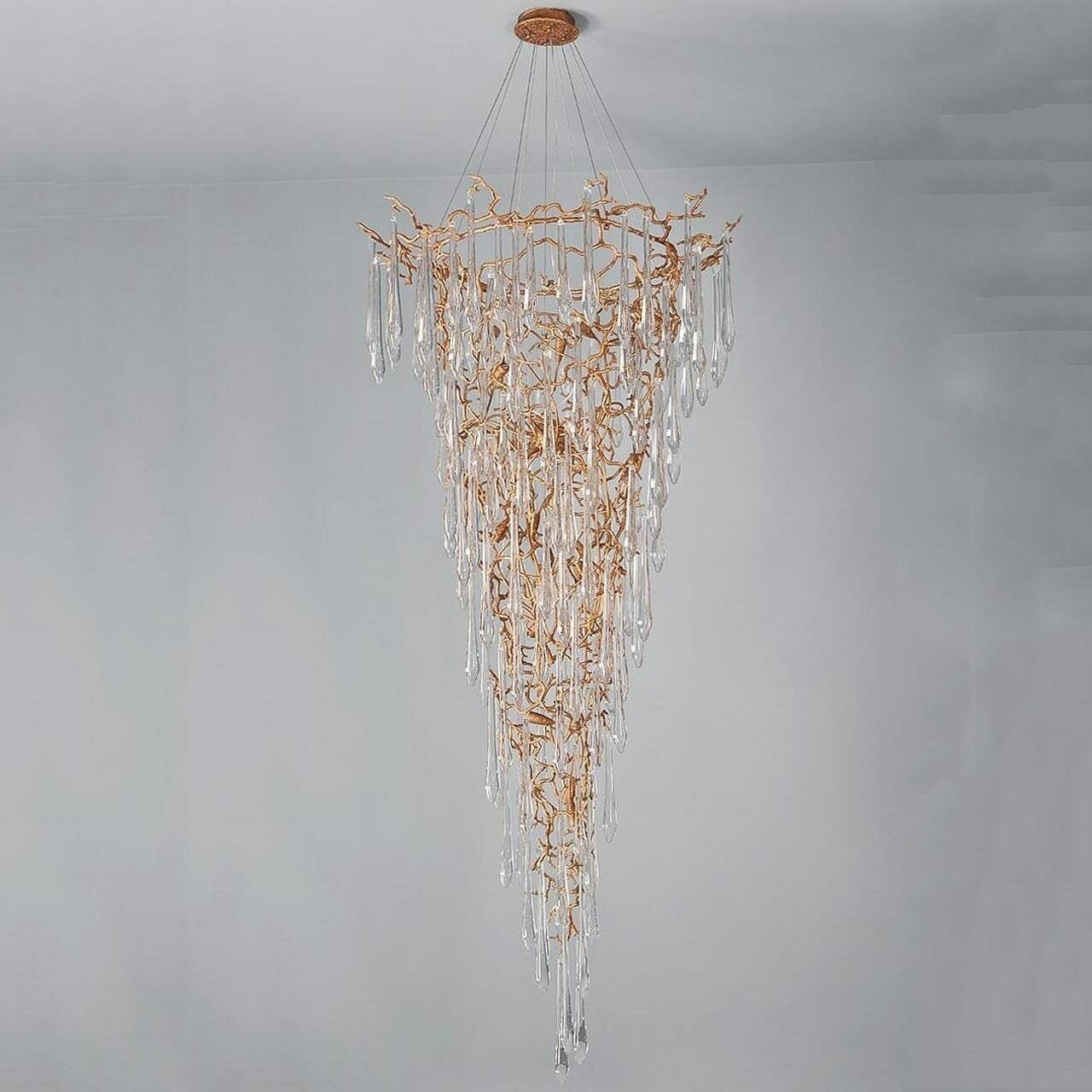 Marais Crystal Droplet Branch Staircase Chandelier